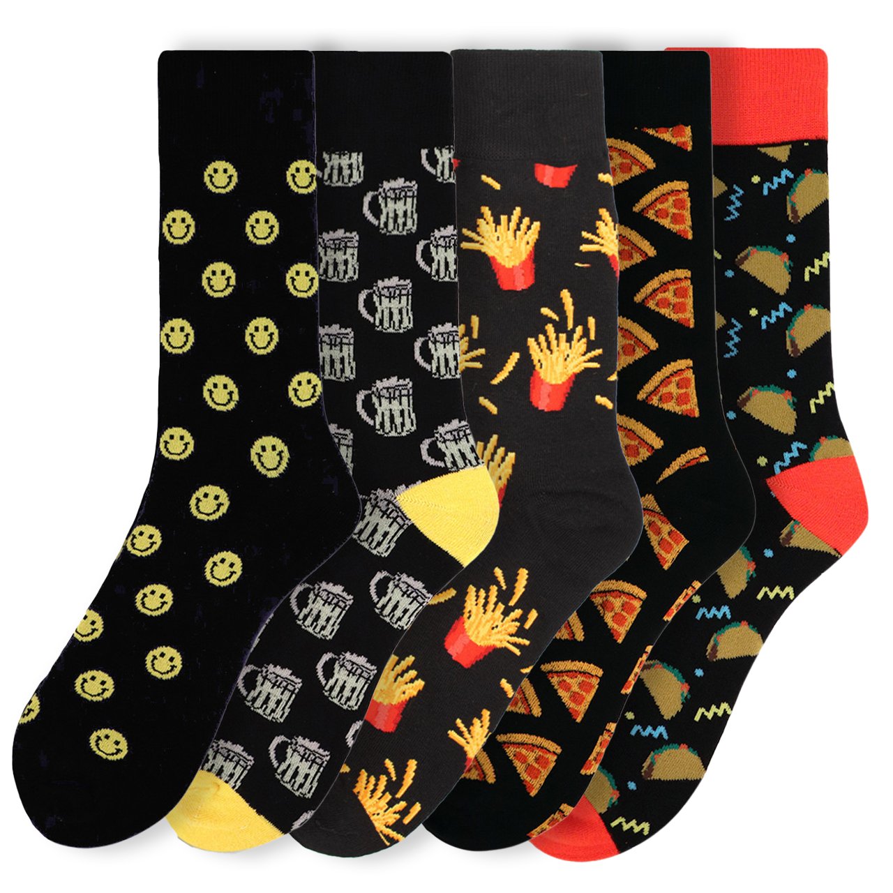 Men's Novelty Socks 'Black' Assorted Pack 5 pairs ClubOne