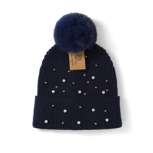 Load image into Gallery viewer, Knit Beanie with Pearls and Pom
