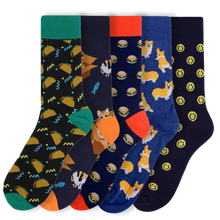 Load image into Gallery viewer, Men&#39;s Novelty Socks &#39; Navy&#39; Assorted Pack- 5 pairs
