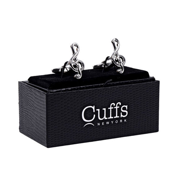 Silver Clef Note Novelty Cufflinks - CL1819