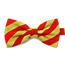 Load image into Gallery viewer, Umo Lorenzo College Stripe Microfiber Banded Bow Tie – Boxed, Multiple Colors
