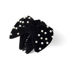 Load image into Gallery viewer, Thick Velvet Hair Claw Clip w/ Pearls
