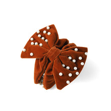Load image into Gallery viewer, Thick Velvet Hair Claw Clip w/ Pearls

