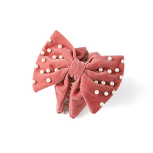 Load image into Gallery viewer, Thick Velvet Hair Claw Clip w/ Pearls
