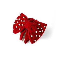 Load image into Gallery viewer, Thick Velvet Hair Claw Clip w/ Pearls
