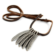 Load image into Gallery viewer, Vintage Unisex Feather Pendant Adjustable Leather Cord Necklace
