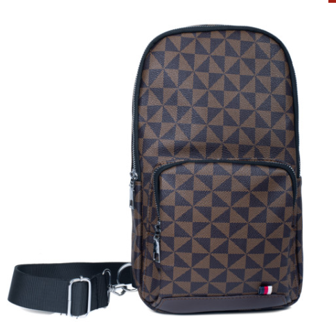Fashionable Monogram Vegan Leather Sling Bag W/ Adjustable Strap