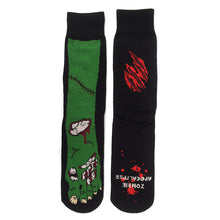 Load image into Gallery viewer, Parquet Men’s Zombie Feet Novelty Crew Socks – Black, Green &amp; Red
