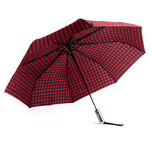 Load image into Gallery viewer, Nollia Compact Gingham Pattern Auto-Open Umbrella – 12&quot; Travel Size, Black or Red
