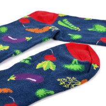 Load image into Gallery viewer, Parquet Men’s Vegetable Pattern Novelty Crew Socks – Blue
