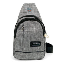 Load image into Gallery viewer, Gray Polyester Crossbody Sling Bag with Earphone Hole - Padded Interior
