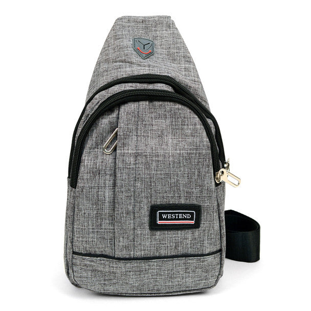 Gray Polyester Crossbody Sling Bag with Earphone Hole - Padded Interior