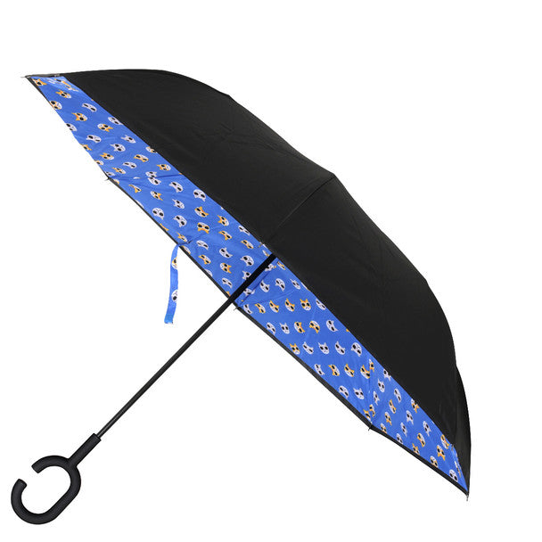 Nollia Inside Out Cat Print Inverted Umbrella – Blue