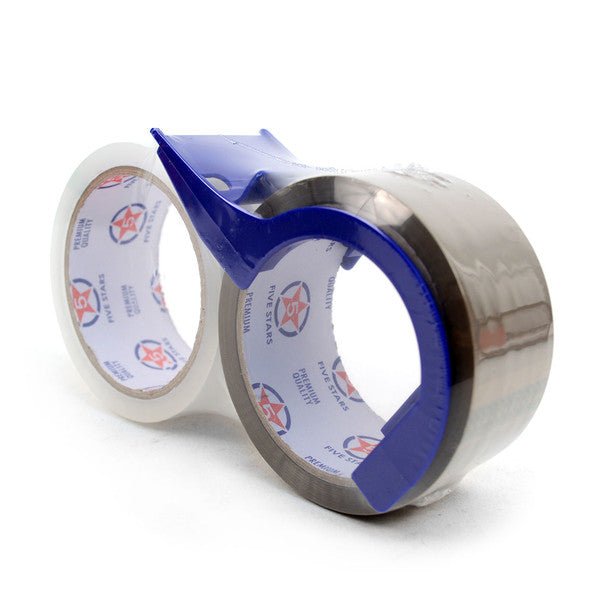 2 Rolls Heavy-Duty Packing Tape – Clear & Tan 2