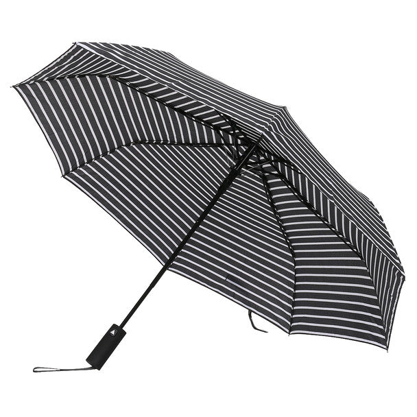Nollia Compact Black & White Stripe Auto-Open Umbrella – 12