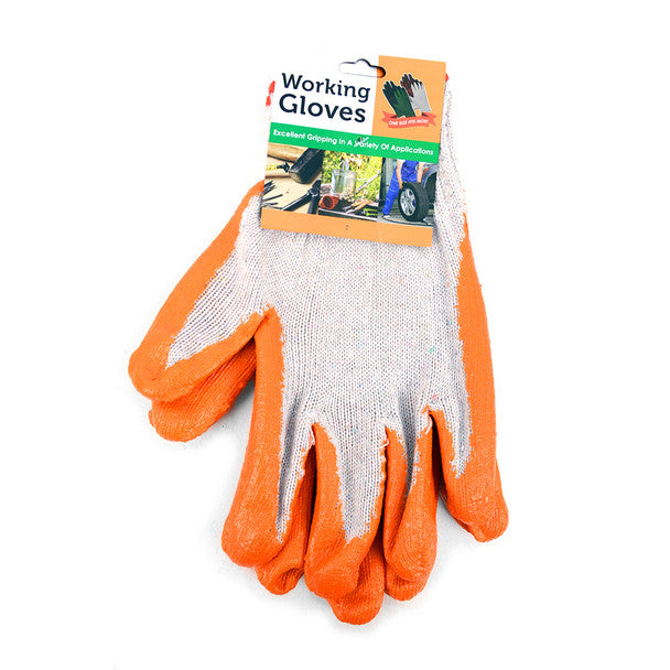 Heavy-Duty Rubber-Coated Work Gloves – Orange Palm Grip – One Size Fits Most