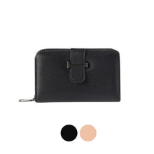 Load image into Gallery viewer, Nollia Ladies Vegan Leather Compact Tab Wallet – Black or Mauve
