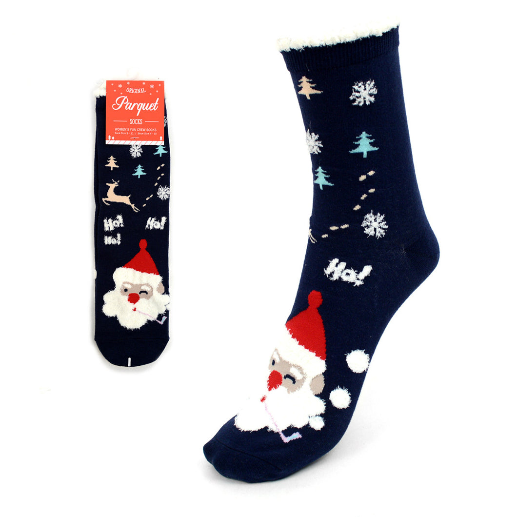Ladies Christmas Santa Claus Crew Socks