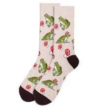 Load image into Gallery viewer, Parquet Men’s Mushroom &amp; Frog Novelty Crew Socks – Earth Tones
