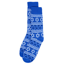 Load image into Gallery viewer, Parquet Men’s Star of David Hanukkah Novelty Crew Socks – Blue
