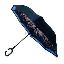 Load image into Gallery viewer, Parquet Feather Inverted Umbrella – Double Layer, UV Protection, C-Handle (Blue or Pink)
