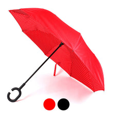 Load image into Gallery viewer, Nollia Heart Print Inverted Umbrella – Double Layer, UV Protection, C-Handle (Red or Black)
