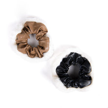 Load image into Gallery viewer, 2pc Faux Leather and Fur Scrunchie Set
