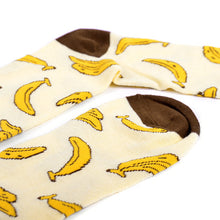 Load image into Gallery viewer, Parquet Men’s Banana Pattern Novelty Crew Socks – Yellow &amp; Brown
