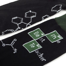 Load image into Gallery viewer, Parquet Men’s “The Best Teacher” Novelty Crew Socks – Black &amp; Green
