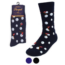 Load image into Gallery viewer, Parquet Men’s Golf Ball Novelty Crew Socks – Black or Navy
