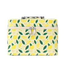 Load image into Gallery viewer, Nollia Large Lemon Print Makeup Train Case – Cosmetic Organizer with Handle &amp; Mirror

