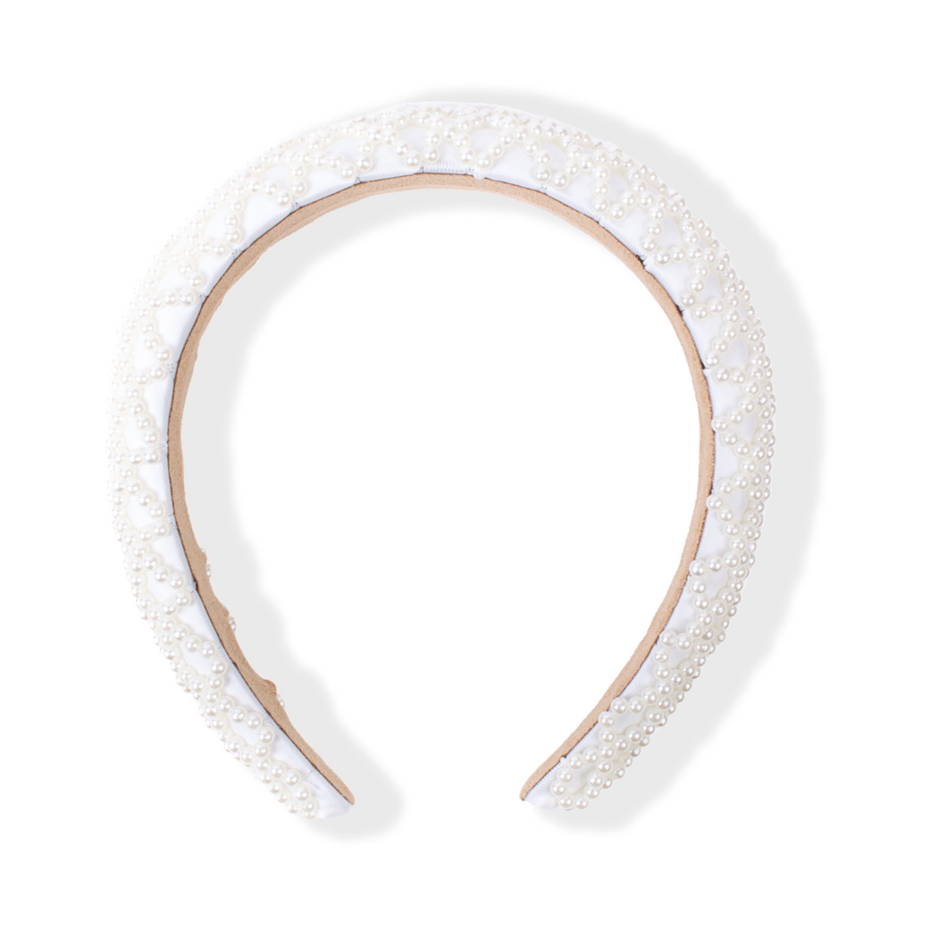 Elegant Padded Headband with Tiny Pearls