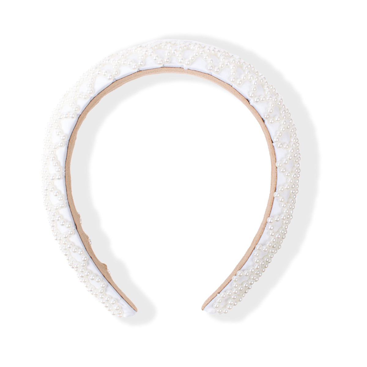 Nollia “C” Shaped Padded Headband with Tiny Pearls – Elegant Everyday Hair Accessory