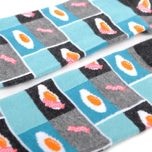 Load image into Gallery viewer, Parquet Men’s Bacon &amp; Eggs Novelty Crew Socks – Blue &amp; Gray
