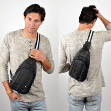 Load image into Gallery viewer, Crossbody Sling Bag with White Stripe Accent
