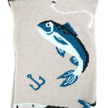 Load image into Gallery viewer, Product Title: Parquet Men’s Large Fish Pattern Crew Socks – Gray
