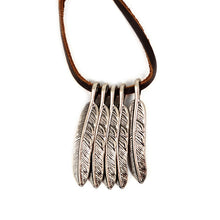 Load image into Gallery viewer, Vintage Unisex Feather Pendant Adjustable Leather Cord Necklace
