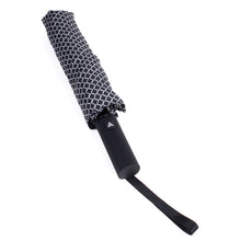 Load image into Gallery viewer, Nollia Compact Black Geometric Pattern Auto-Open Umbrella – 12&quot; Travel Size, Wind-Resistant
