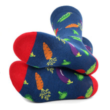 Load image into Gallery viewer, Parquet Men’s Vegetable Pattern Novelty Crew Socks – Blue
