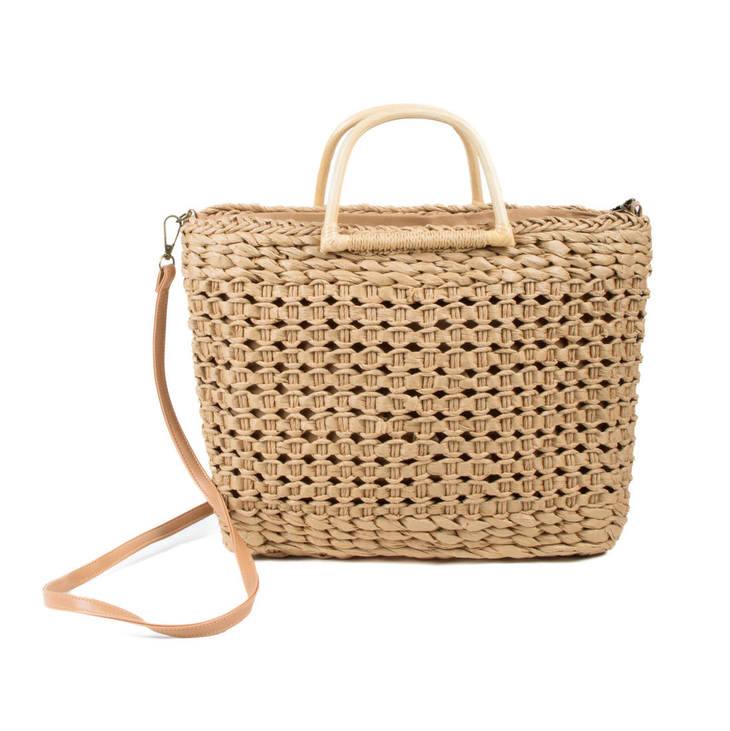 Ladies Straw Rattan Basket Crossbody Bag