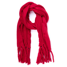 Load image into Gallery viewer, Ladies Chunky Mixed Knit Long Tassel Scarf
