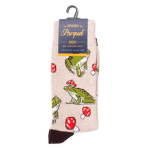 Load image into Gallery viewer, Parquet Men’s Mushroom &amp; Frog Novelty Crew Socks – Earth Tones
