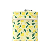 Load image into Gallery viewer, Nollia Large Lemon Print Makeup Train Case – Cosmetic Organizer with Handle &amp; Mirror
