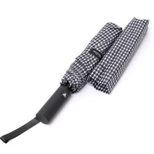 Load image into Gallery viewer, Nollia Compact Black &amp; White Houndstooth Auto-Open Umbrella – 12&quot; Travel Size, Wind-Resistant
