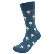 Load image into Gallery viewer, Parquet Men’s Ice Cream Pattern Novelty Crew Socks – Teal
