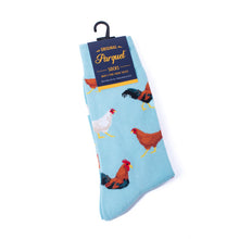 Load image into Gallery viewer, Parquet Men’s Chicken Coop Crew Socks – Sky Blue
