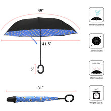 Load image into Gallery viewer, Nollia Inside Out Cat Print Inverted Umbrella – Blue
