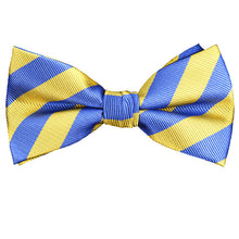 Load image into Gallery viewer, Umo Lorenzo College Stripe Microfiber Banded Bow Tie – Boxed, Multiple Colors
