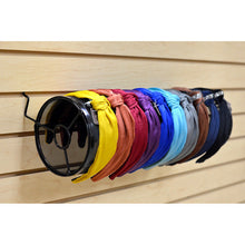 Load image into Gallery viewer, Headband Display Rack with 10 Colorful Headbands – Slat Wall Mount, Iron Mesh Holder (19” Wide)
