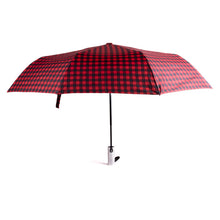 Load image into Gallery viewer, Nollia Compact Gingham Pattern Auto-Open Umbrella – 12&quot; Travel Size, Black or Red
